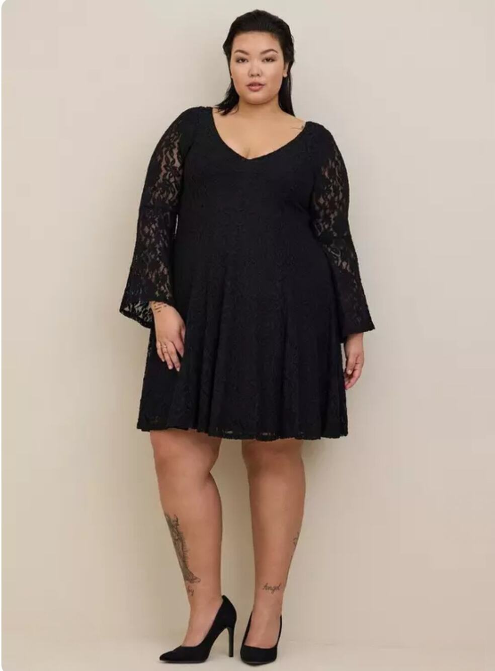 Torrid Dress Womens 26 Black Lace cut out Romantic Goth Skater Cocktail Party